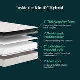 Tuft & Needle Kin Medium Plush 10" Twin Hybrid Mattress, Cooling, Pressure Relief, and Individually-Wrapped Coils, 100 Night Trial, Fiberglass-Free, CertiPUR-US, 10-Year Limited Warranty Tuft & Needle