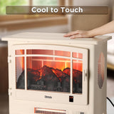 TURBRO Suburbs 25" WiFi Electric Fireplace Infrared Heater with Crackling Sound, Freestanding Fireplace Stove with Adjustable Flame Effects, Overheating Protection, Timer, Remote Control 1400W, Ivory TURBRO