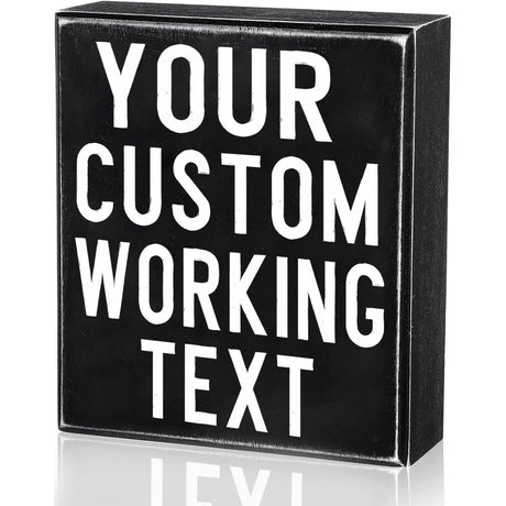Custom Classic Sign for Office Decor, Personalized Desk Decor Signs, Add Your Text, Customized Wooden Home Decor, Modern Farmhouse Decor, Funny Desk Accessories Living Room Bathroom Kitchen (Black) Foomegik