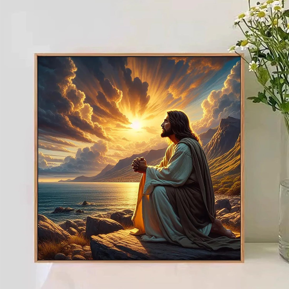 Paint by Numbers Kit for Adults, Jesus Paint by Numbers Kit for Adults Beginners, DIY Acrylic Painting on Canvas for Home Wall Art Decor(16x16Inch Mandun