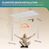 DEVAISE 48 X 24 Inches Electric Standing Desk,Height Adjustable Stand up Desk for Home Office, Ergonomic Sit to Stand Desk with Phone Holder,White DEVAISE