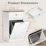 YESHOMY Tilt Out Trash Cabinet,10 Gallon Hidden Wooden Bin Cabinets, Laundry Hamper with Drawers, for Kitchen, Dining Room(Light White) YESHOMY