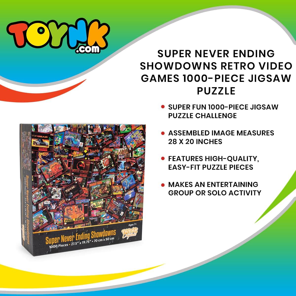 Super Never Ending Showdowns Retro Video Games 1000-Piece Jigsaw Puzzle for Adults, Kids | Interactive Brain Teaser, Educational Toys & Games, Home Activities, Building Sorting Toys for Creative Play Toynk