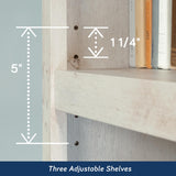 Sauder 5 Tier Book Shelf Wooden Bookcase Multipurpose Bookshelf for Home Office, Living Room, in Chalked Chestnut Sauder