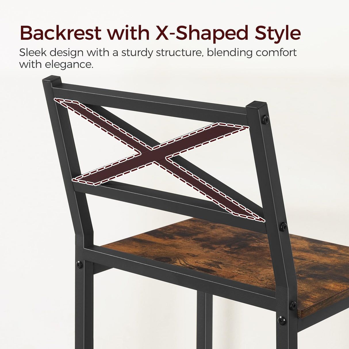 MAHANCRIS Bar Stools, Set of 2 Bar Chairs with Backrest and Footrest, 26" Tall Counter Bar Stools, Kitchen Breakfast Bar Chairs, Easy Assembly, for Dining Room, Rustic Brown BAHR0901N1 MAHANCRIS