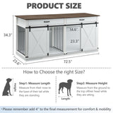 72.5" Extra Large Furniture Style Double Dog Crates for Large Breeds, XXL Wooden Dog Kennel Furniture with Drawers, Divider, Water Resistant & Barn Door for 2 Dogs, White EDYO LIVING