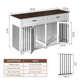 BTLCKVIN Large White Dog Crate with Removable Irons, XXL Size, Indestructible, Two Rooms Design, 72.4" x 22.4" x 34.1" BTLCKVIN