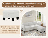 Woyomeub Sectional Sofa Couches for Living Room 78" L Shaped Sofas with Storage Ottoman Small 3 Seater Couch Velvet Fabric, Beige Woyomeub