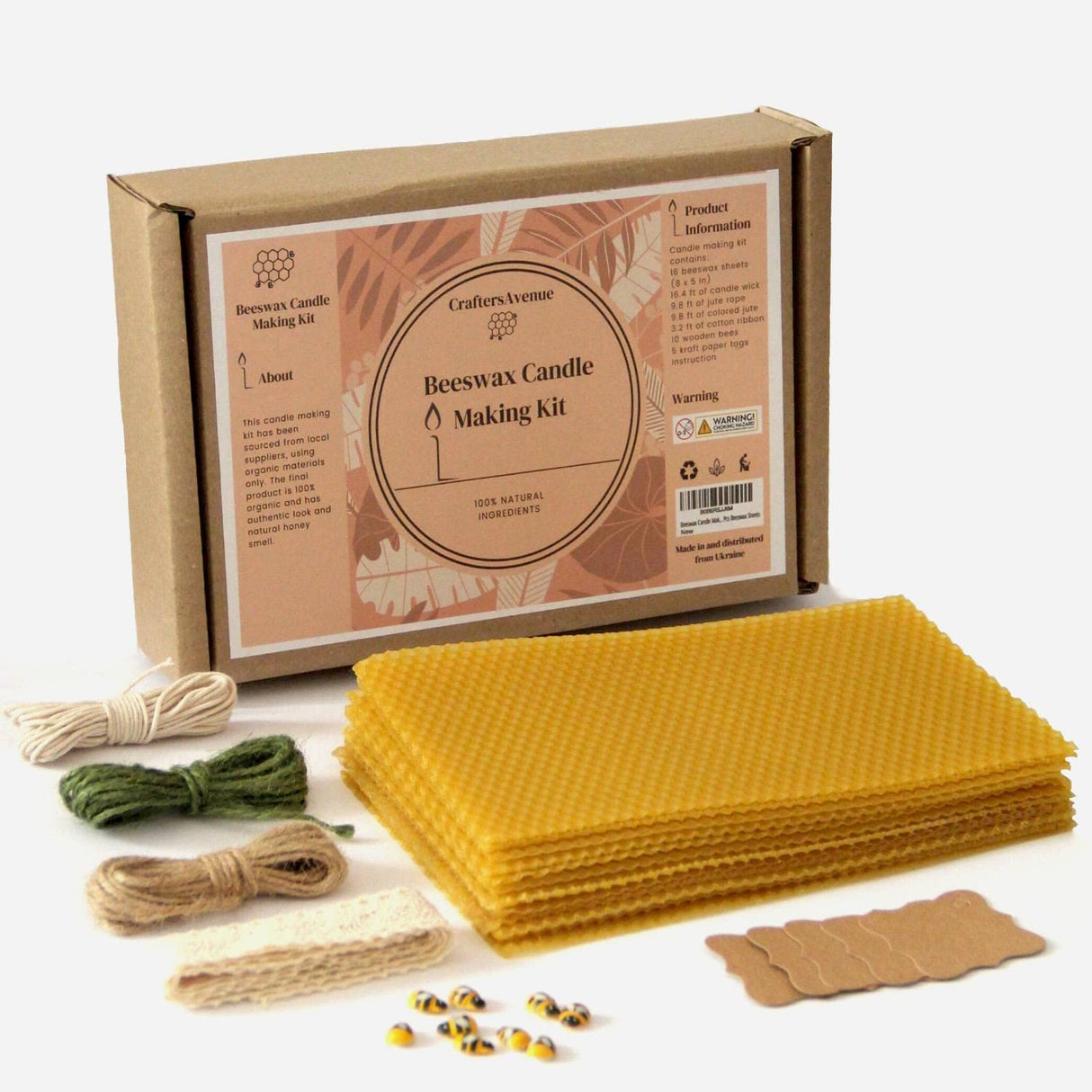 CraftersAvenue Beeswax Candle Making Kit - 16 Beeswax Sheets for Candle Making - Size 5 x 8 in - Make Your Own Rolled Candle - Candle Making Supplies - Beeswax Candle Making Set, yellow (16PBS) CraftersAvenue