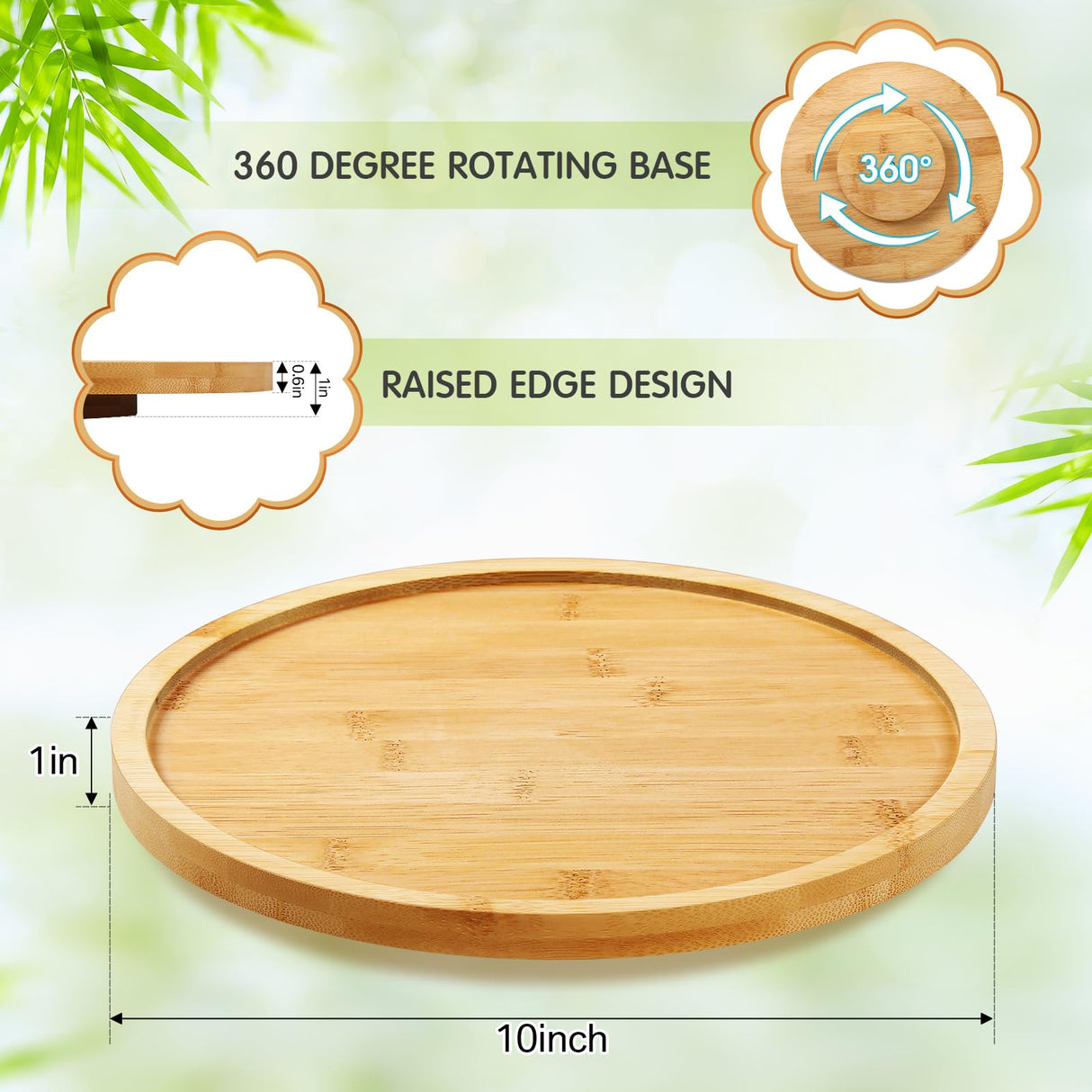 Mumufy 6 Pcs Lazy Susan Turntable Organizer Round Lazy Susan Turntable Tray for Kitchen Counter Pantry Table Organization Cabinet Bathroom(Bamboo,10 Inch) Mumufy