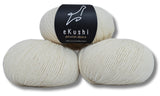 eKushi 100% Baby Alpaca Yarn for Knitting & Crocheting - Set of 3 Skeins of Premium Yarn DK - Lightweight, Hypoallergenic & Thermal Peru Made - Ideal for Delicate Projects (Natural White - N010) eKushi