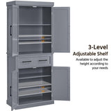 Yaheetech Kitchen Pantry Storage Cabinet with Drawer, 72.5" H Cupboard Pantry Cabinets with Adjustable Shelves and Barn Doors for Dining Room/Living Room, Dark Gray Yaheetech