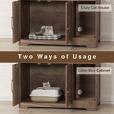 Halitaa Cat Litter Box Enclosure, Hidden Litter Box Furniture with Scratch Pad, Farmhouse Indoor Cat House Washroom End Table, Retro Brown Halitaa