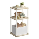 SONGMICS HOME Side Table, 3-Tier Nightstand with Storage, End Table with Fabric Basket, for Bedroom, Living Room, Steel Frame, Superfast Toolless Assembly, Modern, Natural Beige ULET286N01 SONGMICS HOME