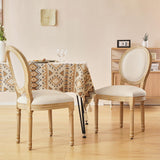Furnimart French Country Vintage Dining Chairs Set of 4 Farmhouse Dining Chairs with Round Back and Solid Wood Legs, Oval Side Chairs for Kitchen Dining Room Living Room (Beige) Furnimart