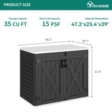YITAHOME Outdoor Horizontal Storage Shed with X-Shaped Lockable Door, 35 Cu Ft Weather Resistant Resin Tool Shed w/o Shelf, Ideal for Bike, Trash Cans, Garden Tools, Lawn Mowers, Dark Gray YITAHOME