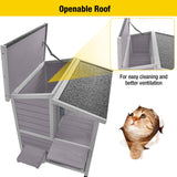 Aivituvin 2 Story Cat House Enclosure with Large Balcony, Indoor Cat Condo Outdoor Cat Shelter, Wooden Kitty Home with PVC Door Strip Aivituvin