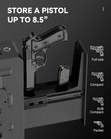 HOLEWOR Gun Safe, Slider Biometric Pistol Safe Fingerprint Handgun Safe, Mounted Single Gun Safe for Handgun with 3 Ways Quick Access Bedside Gun Safe for Nightstand, Bed, Desk, Wall, Dresser HOLEWOR