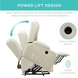 Best Choice Products PU Leather Electric Power Lift Chair, Recliner Massage Chair, Adjustable Furniture for Back, Legs w/ 3 Positions, USB Port, Heat, Cupholders, Easy-to-Reach Side Button - Beige Best Choice Products