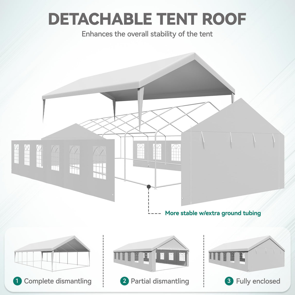 YITAHOME 20x40ft Heavy Duty Party Tent White Outdoor Wedding Event Shelters Heavy Duty Upgraded Galvanized Canopy with White Roof, Removable Sidewalls & 4 Storage Bags YITAHOME