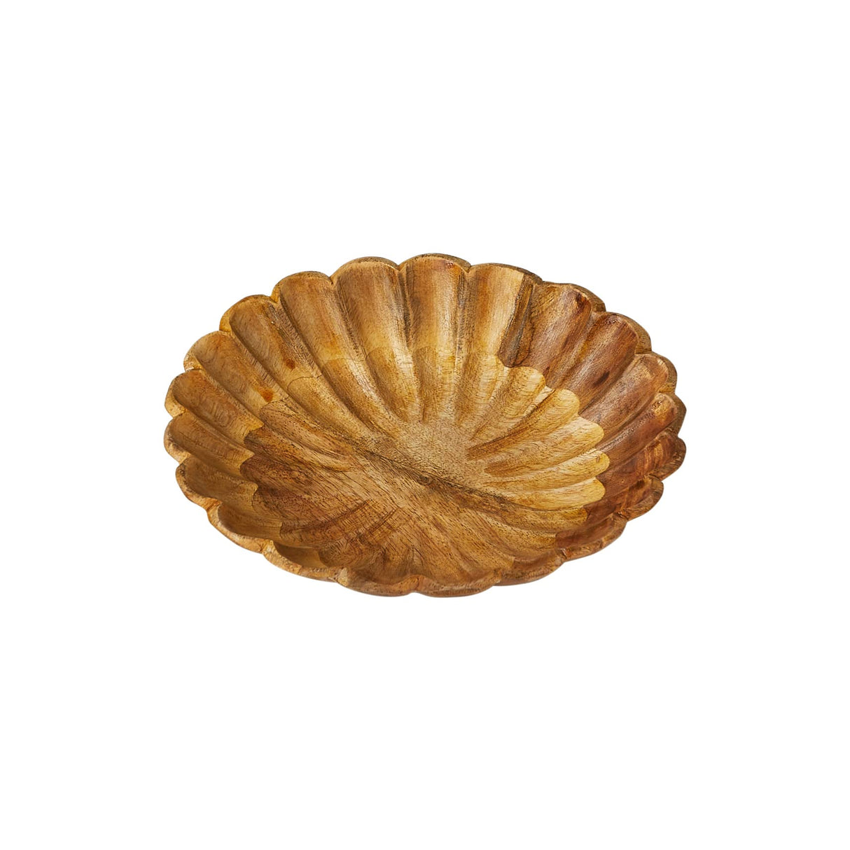 Creative Co-Op Boho Carved Wood Scalloped Edge, Natural Decorative Bowl Creative Co-Op