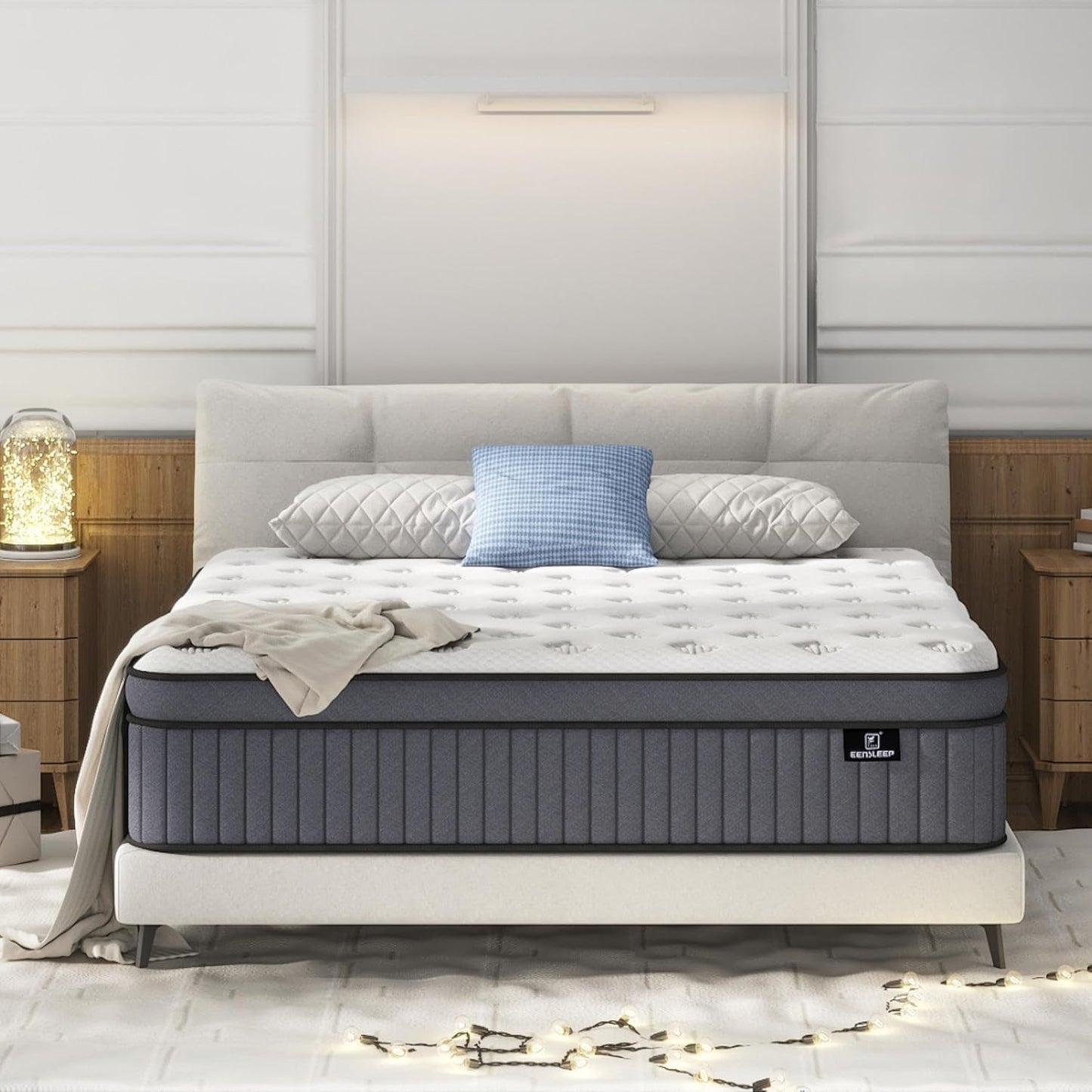 Queen Mattress, Upgrade Strengthen 12 Inch Firm Hybrid Queen Size Mattress in a Box, Mattress Queen Size With Memory Foam and Independent Pocket Springs,Release Pressure, Strong Edge Support