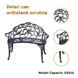 JARDIN DE CENTENNIAL Patio Garden Bench Metal Park Bench Cast Aluminum Outdoor Furniture with Floral Rose for Patio,Park,Lawn,Yard (Copper) JARDIN DE CENTENNIAL