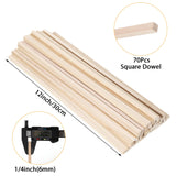 70Pcs 1/4" x 12" Balsa Wood Sticks, Square Dowel Rods Wood Furring Strips Hardwood Sticks for Crafts DIY Projects Models Making WSICSE