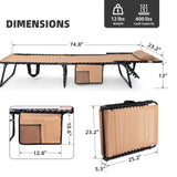 Foristrail Folding Chaise Lounge Chair Bed - Heavy-Duty 400lb Capacity Portable Adjustable Recliner w/Pillow for Patio, Pool, Camping, Sunbathing - Lay Flat Design (Beige) Foristrail