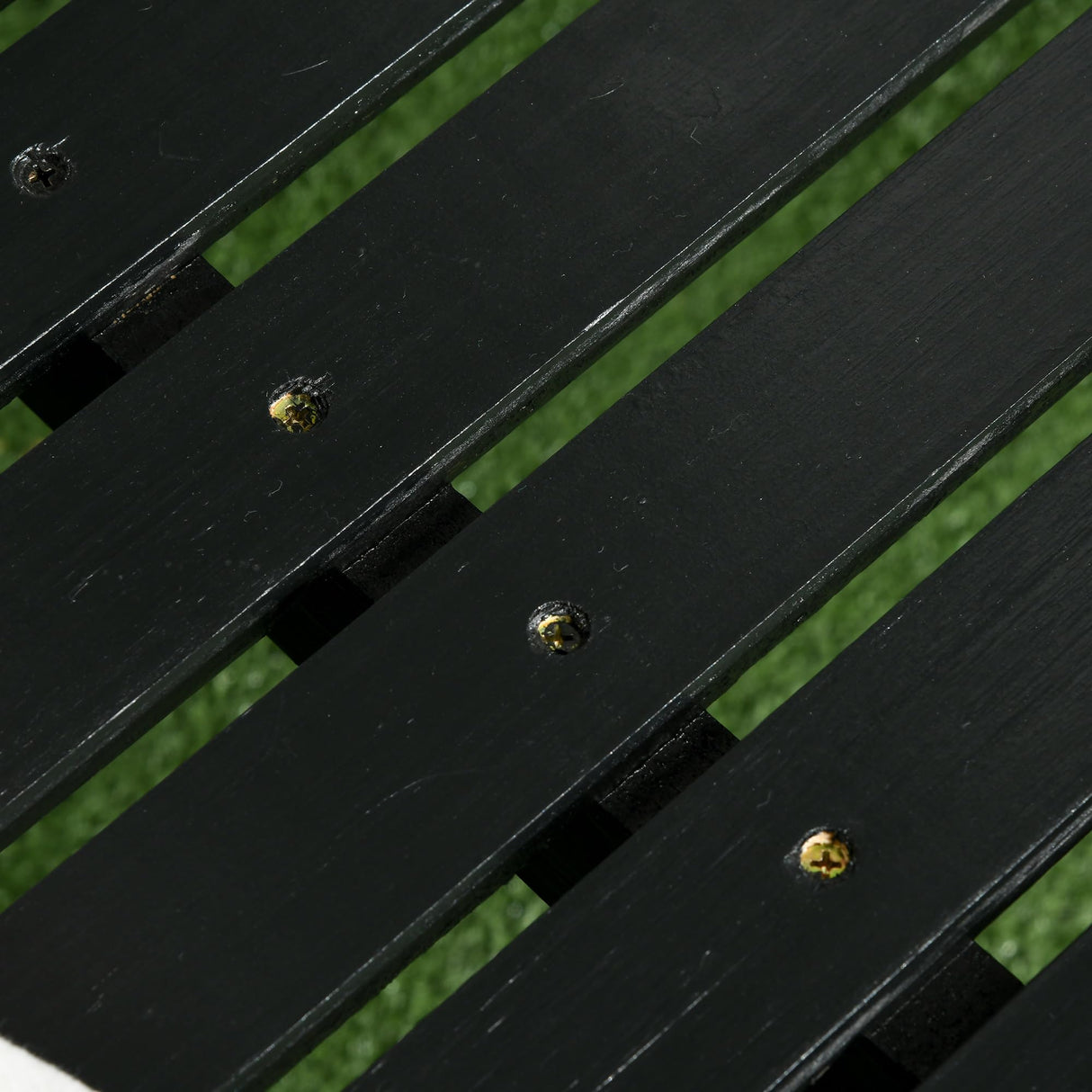 Outsunny Wooden Patio Bench, Outdoor Garden Bench with Backrest and Armrests, 3 Person Porch Bench with Rustic Country Diamond Pattern, Black Outsunny