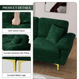 OUYESSIR L Shaped Sectional Sofa Couch, 3 Seat Velvet Sofa with Ottoman and Pillows, Upholstered Comfy Couch Sleeper for Living Room, Bedroom, 91 inches (Green) OUYESSIR