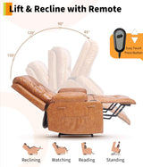 GarveeHome Power Recliner Chair - Heat and Massage, Adjustable Electric Recliner Ergonomic PU Leather Single Sofa, Tall Back, Padded Seat, Lazy Chair for Living Room GarveeHome