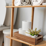 ALELION Acacia Wood Bathroom Storage Basket for Organizing - Toilet Paper Basket with Handle for Back of Toilet Tank Top Topper - Small Narrow Baskets for Kitchen Pantry Garage Laundry Room Storage ALELION