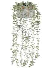 Mkono Fake Hanging Plants in Farmhouse Galvanized Pots Rustic Faux Potted Eucalyptus Greenery Indoor Artificial Plants for Book Shelf Mantel Living Room Bathroom Bedroom Home Office Decor Mkono