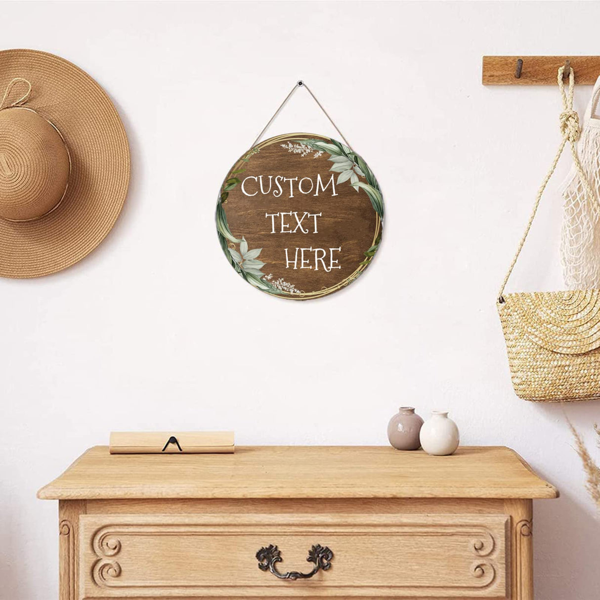 Personalized Garden Signs Custom Round Name Wood Sign for Rustic Looking Farmhouse Backyard Door Hanger Wall Décor Gift Generic