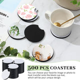 Sliner 500 Pcs 2.75 Inch Sublimation Blanks Car Coaster Sublimation Coasters Blanks Circular Opening Neoprene Absorbent Car Cup Holder Coaster for Thermal Sublimation DIY Crafts Painting Heat Transfer Sliner