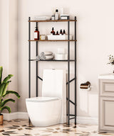 HOOBRO Over The Toilet Storage, 3-Tier Over Toilet Bathroom Organizer, Freestanding Above Toilet Shelf with Adjustable Feet, Space Saving, Easy to Assembly, Rustic Brown and Black BF63TS01 HOOBRO