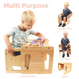 Montessori & Me Furniture Bundle – Weaning Table & Chair Set, Front-Facing Bookshelf, and Self-Care Station for Toddler Independence and Organization Montessori & Me