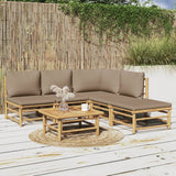 vidaXL 6 Piece Patio Lounge Set with Taupe Cushions Bamboo vidaXL
