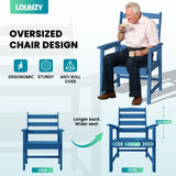 LOUNZY 9 Pieces Patio Dining Sets, Outdoor HDPE Furniture Set for 8 w/ 2" Hole Cut-Out Dining Table with 8 Patio Chairs(2 W/Armrest, 6 w/o Armrest), Navy LOUNZY