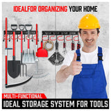 68" All Metal Garden Tool Organizer - Sturdy Garage Wall & Shed Organization System - Hooks for Shovel, Broom, Rake & More SEDY