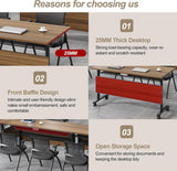 AKSOUDEW Conference Table, Folding Conference Room Tables with Flip-Top Design, with Caster Rectangular Modular Conference Room Table, for Office Conference Room Training Room (4Pcs 120cm/47in) AKSOUDEW