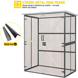 Aivituvin Outdoor Storage Shed Upgraded with Strong Metal Frame Garden Tool Shed Storage House Cabinet with Adjustable Shelfs and Wooden Floor 4.6 x 2.42FT (Dark Brown) Aivituvin