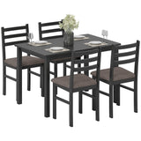 HOMCOM 5-Piece Dining Table Set for 4 with Solid Wood Frame, Farmhouse Kitchen Table Set with 4 Upholstered Padded Chairs for Small Space, Dining Room, Breakfast Nook, Black HOMCOM