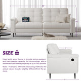 TYBOATLE 85" W White Faux Leather Sofa Couches for Living Room, Mid-Century Modern Tufted Comfy Small Loveseat w/USB and Wide Arms, 2/3 Seater Office Couch for Small Space Apartment Bedroom Furniture TYBOATLE