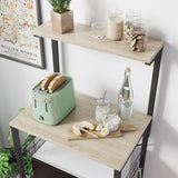 Bestier Bakers Rack, 4-Tier Microwave Stand Coffee Bar Table on Wheels, Utility Storage Rack with Sliding Shelf & 10 Side Hooks for Kitchen, Living Room, Dining Room, Oak Bestier