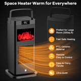 Space Heater with Infrared Sensor,Fireplace Flame Effect,1500W Oscillating Electric Ceramic Room Heater,Mini Fast Heating for Indoor Use,Bedroom,Office Room,Desk,Garage Verminget