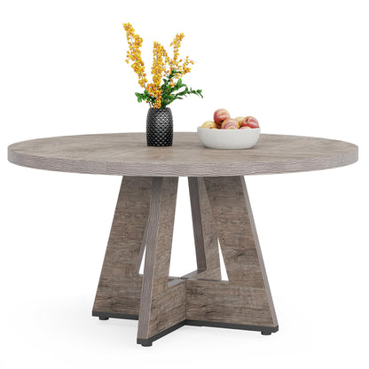 Tribesigns Farmhouse Dining Table for 4 People, 47 Inch Round Wood Dining Table, Retro Grey Kitchen Dining Table with Heavy Duty Legs for Dining Room, Kitchen (Chairs Not Included) - WoodArtSupply