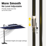 EAST OAK and Flame&Shade Patio Umbrella, 10ft Square Outdoor Umbrella, Large Offset Cantilever Umbrella with 360° Rotation, Heavy Duty Windproof and UV Resistant Double Top Umbrella for Pool and Deck, Night Blue EAST OAK