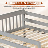 Osparple Full Over Full Bunk Bed, Kids Bunk Beds with Slide and Ladder, Wood Floor Bed Frames with Ladder for Teens, Girls or Boys, Gray/Grey Osparple